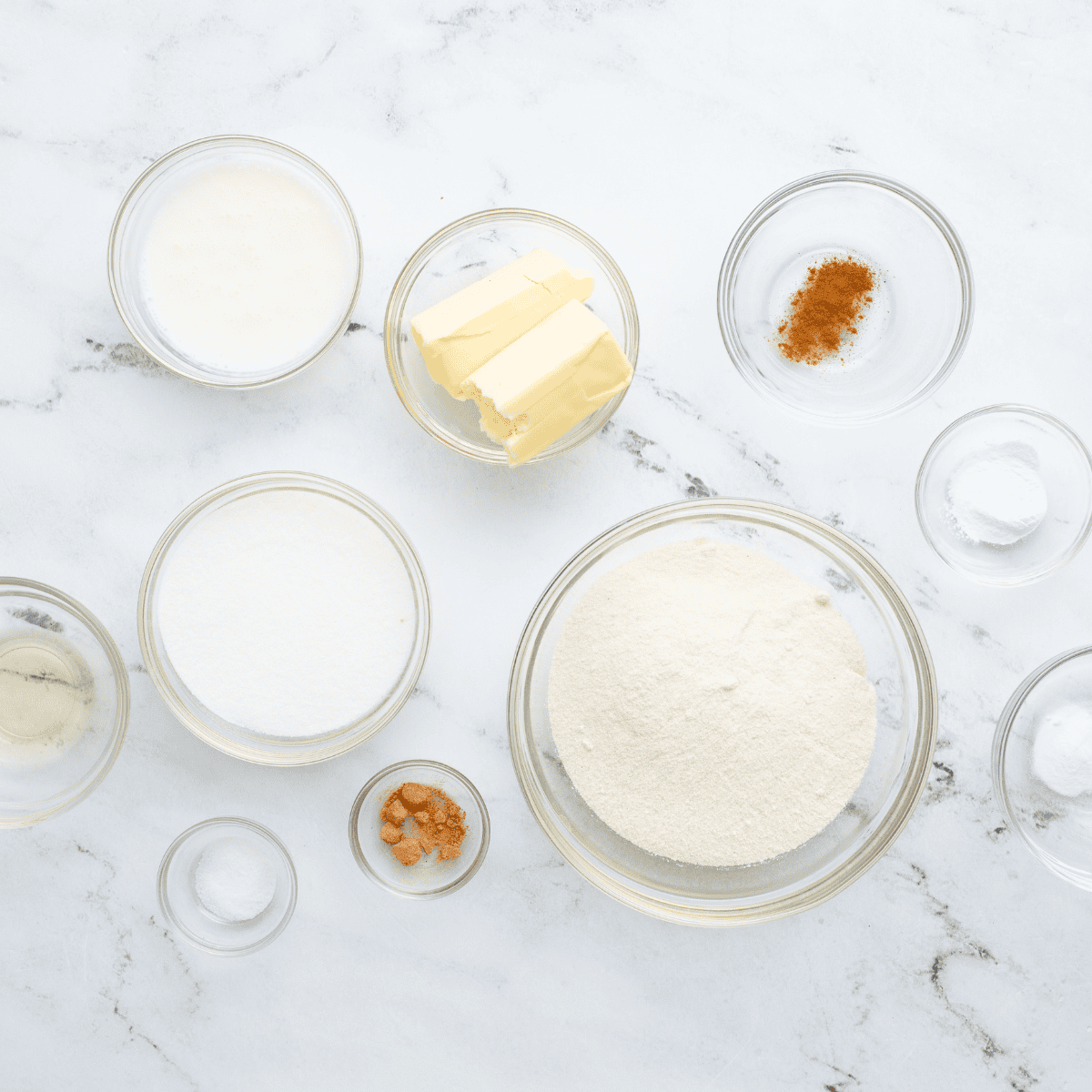 Ingredients needed for Easy Air Fryer Lemon Bars on kitchen table.