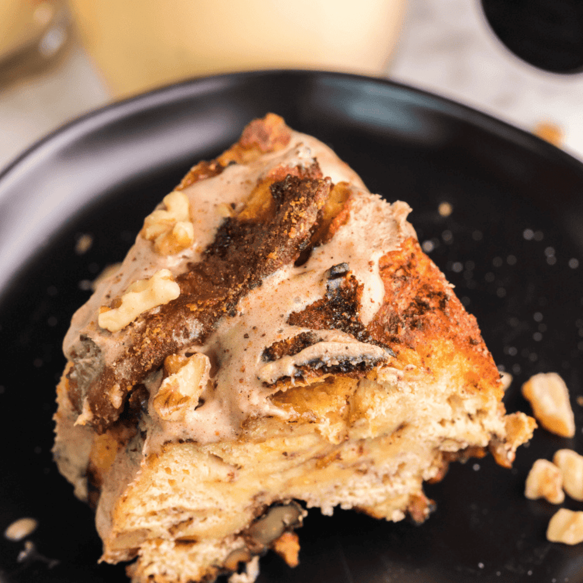 Golden, pull-apart cinnamon roll monkey bread fresh from the air fryer