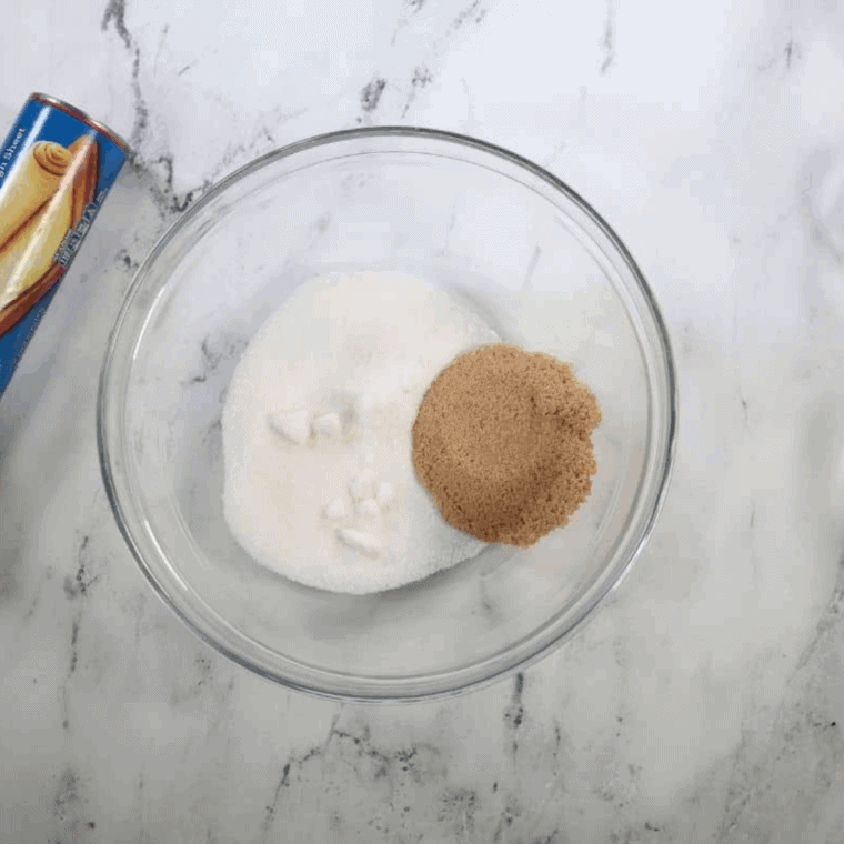 Ingredients needed for Easy Air Fryer Cinnamon Sugar Pizza on kitchen table.