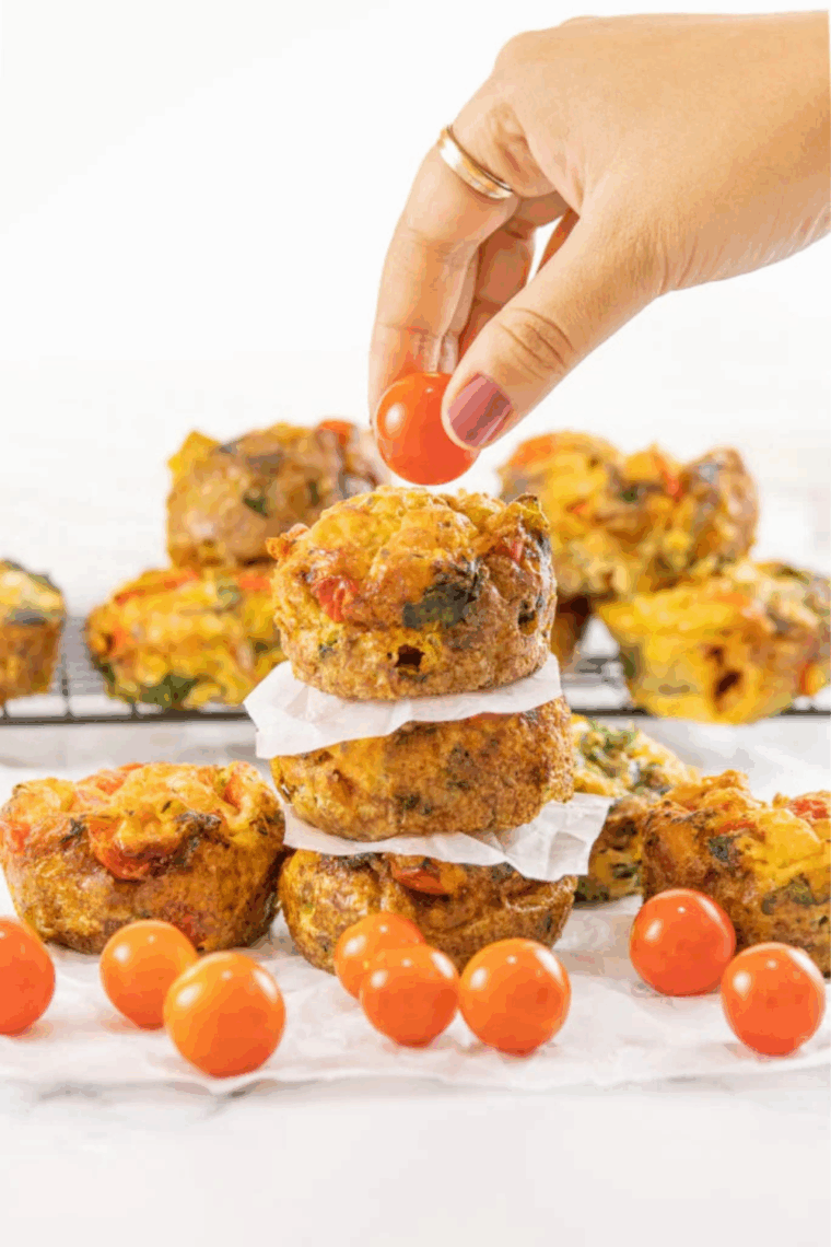 Golden air fryer vegetable savory muffins with colorful vegetables, soft centers, and fluffy texture, freshly baked and ready to enjoy.
