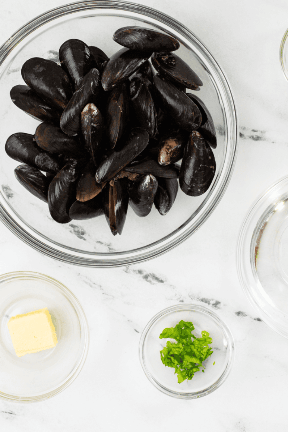 Bonefish Grill Mussel Ingredients on kitchen table.
