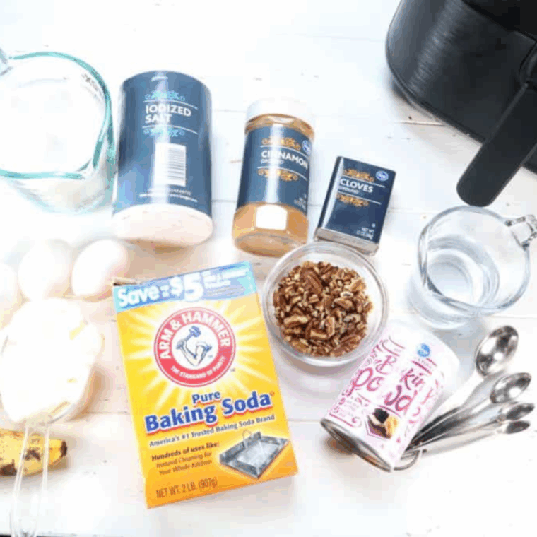 Air Fryer Mason Jar Banana Bread Ingredients on kitchen table.
