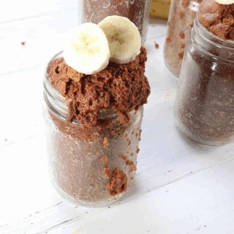 Freshly baked Air Fryer Mason Jar Banana Bread with golden top and soft, moist interior