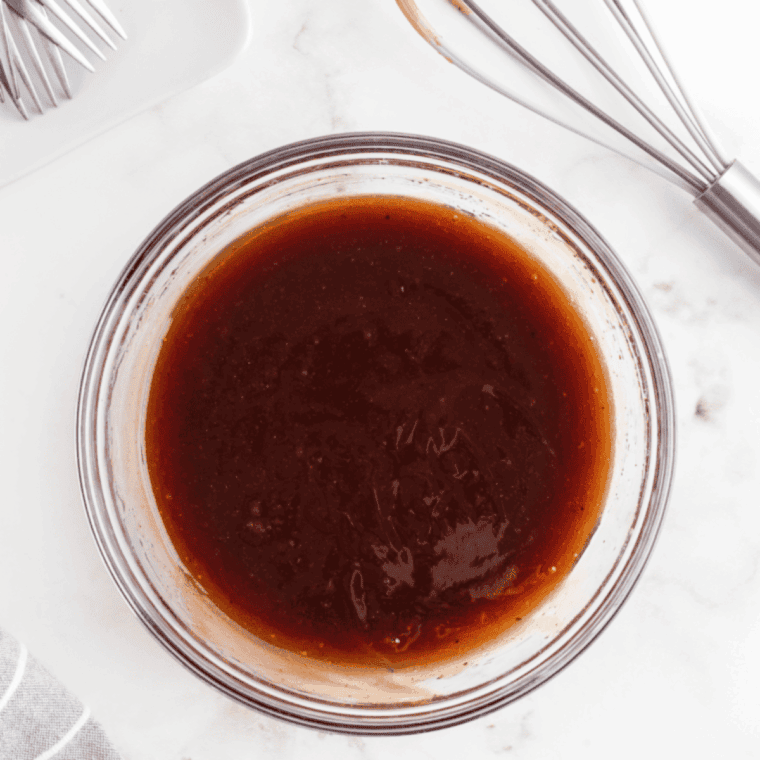 Soy sauce, honey, garlic, ginger, olive oil, and cornstarch whisked smooth in a bowl