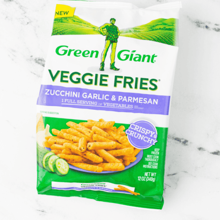 Ingredients needed for Air Fryer Frozen Zucchini Fries on kitchen table.