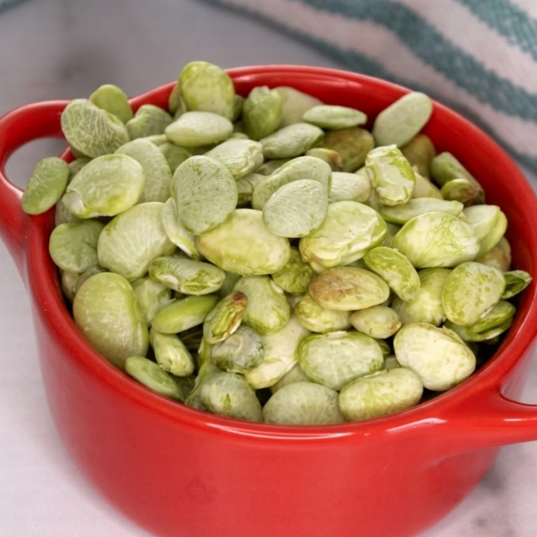 Plate of crispy air fryer lima beans seasoned with smoked paprika and sea salt