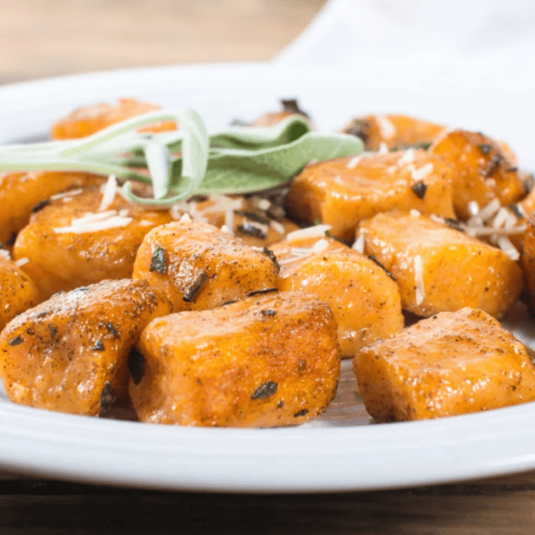 CAVA roasted white sweet potatoes with golden crispy edges and soft centers served as an easy flavorful side dish