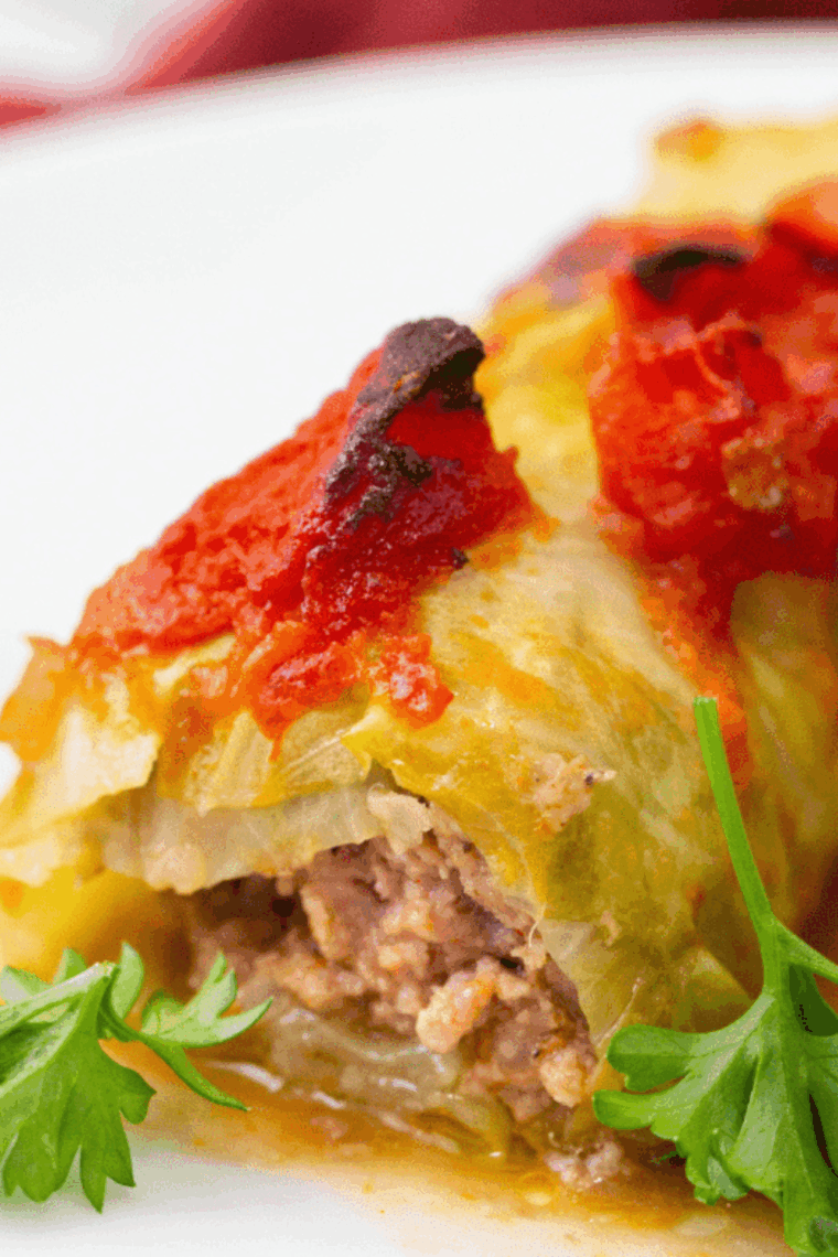 Air Fryer Stuffed Cabbage Rolls on a plate, golden and ready to serve