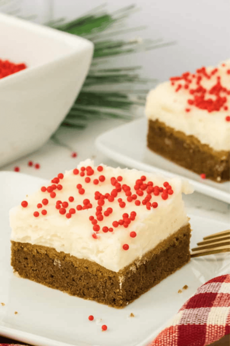 Golden-brown Air Fryer Gingerbread Cookie Bars cut into squares, showing spiced, chewy texture.