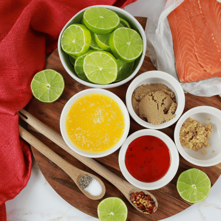 Ingredients needed for Easy Ninja CRISPI Salmon Recipe on kitchen table.