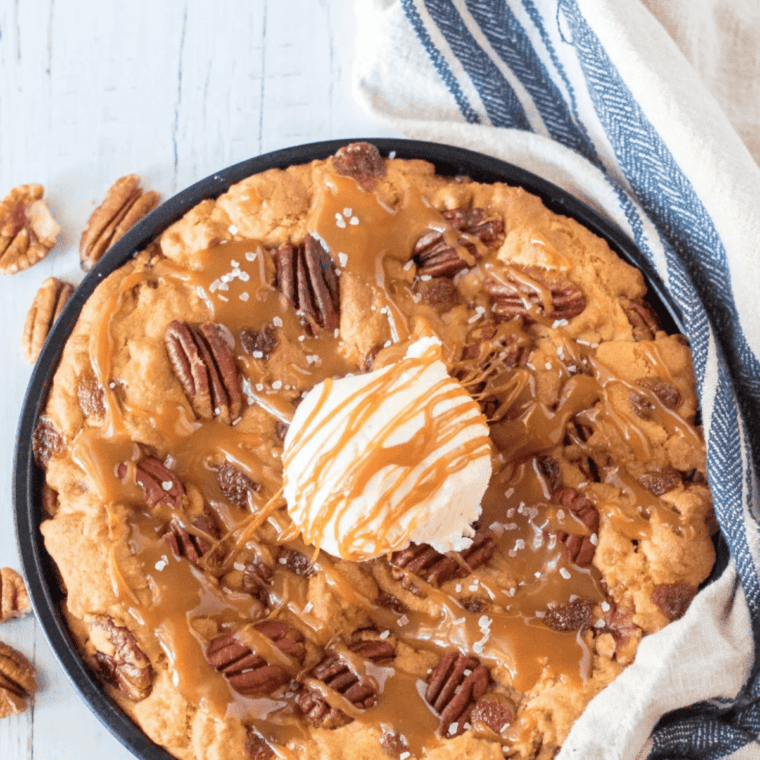 Giant Caramel Pecan Air Fryer Cookie