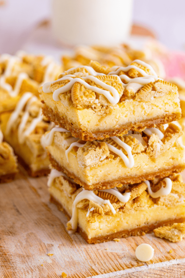 Air fryer cheesecake bars with creamy filling and graham cracker crust