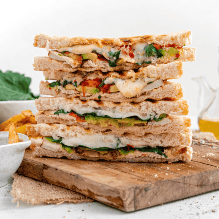 Crispy Air Fryer Chicken Avocado Sandwich with avocado and chicken.