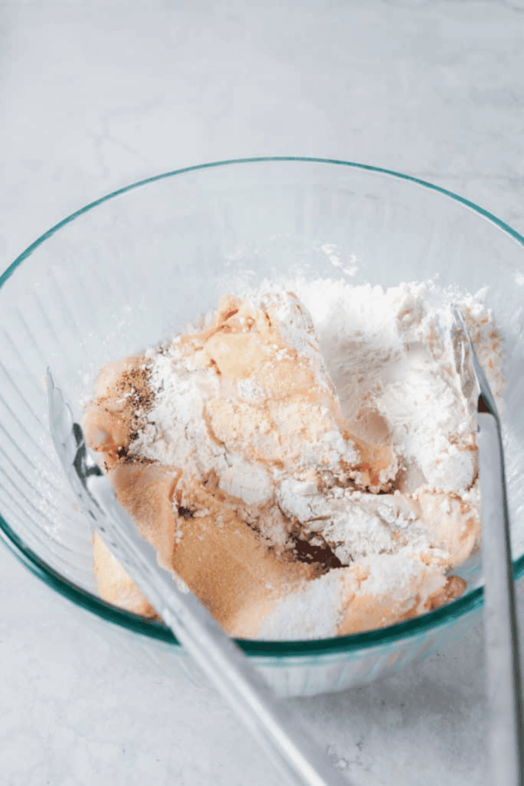 Chicken wings tossed with salt, pepper, garlic powder, and cornstarch