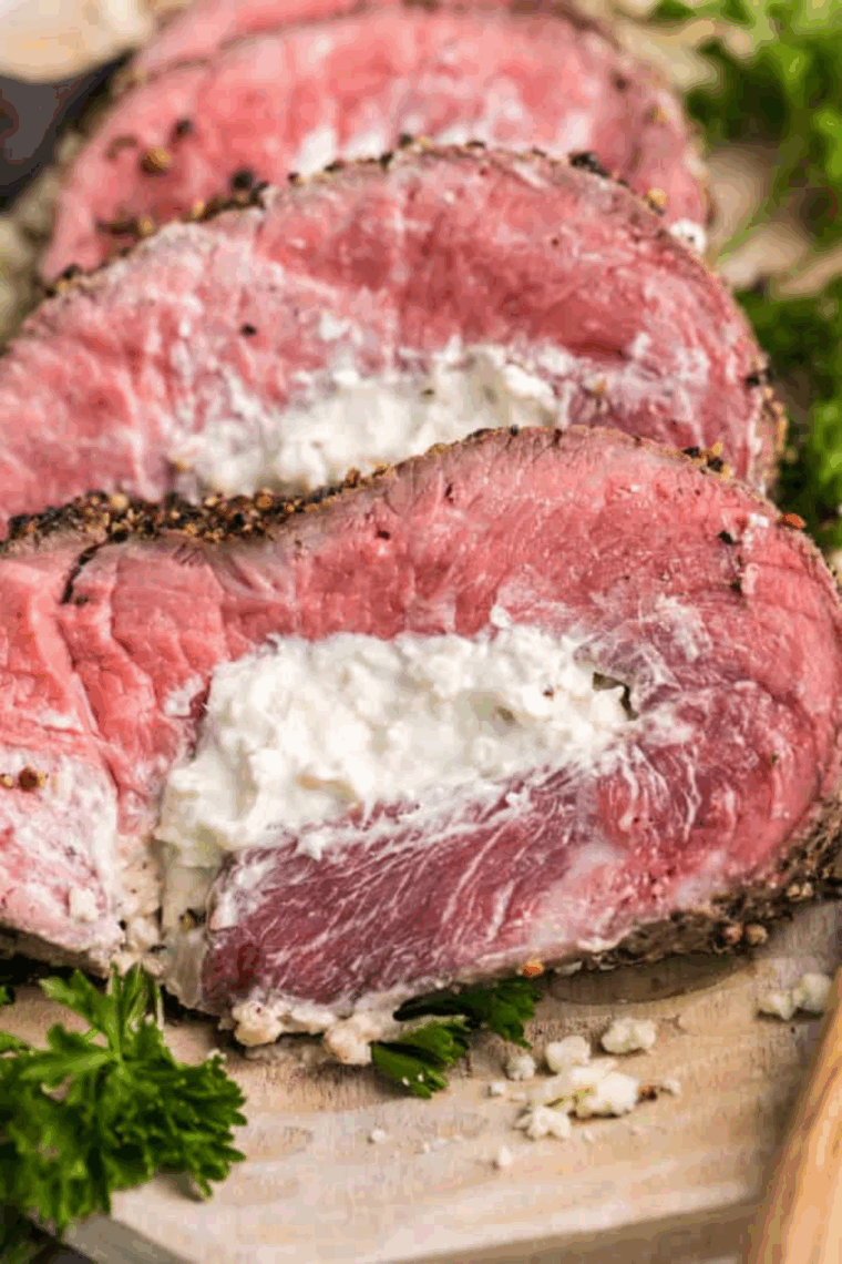 Easy Air Fryer Black and Blue Steak, Pittsburgh-Style, with blue-rare center.