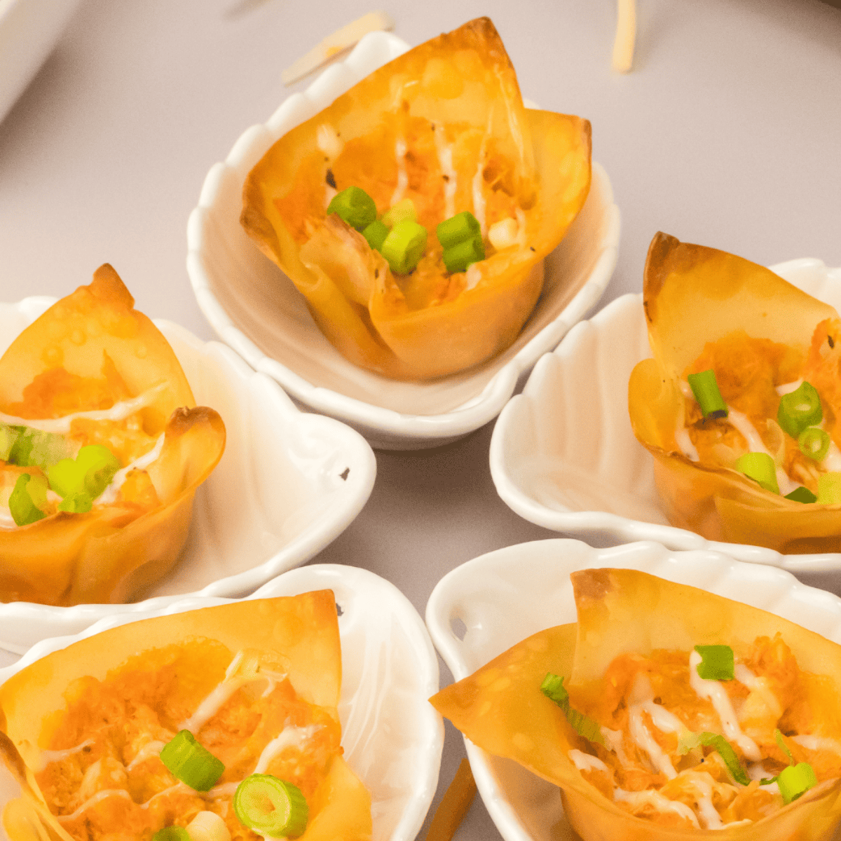 A bowl of homemade air fryer wonton chips cut into triangles and lightly salted