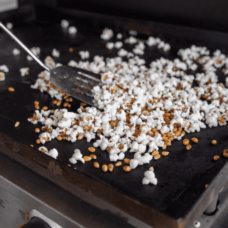 Place popcorn on the Blackstone Griddle.