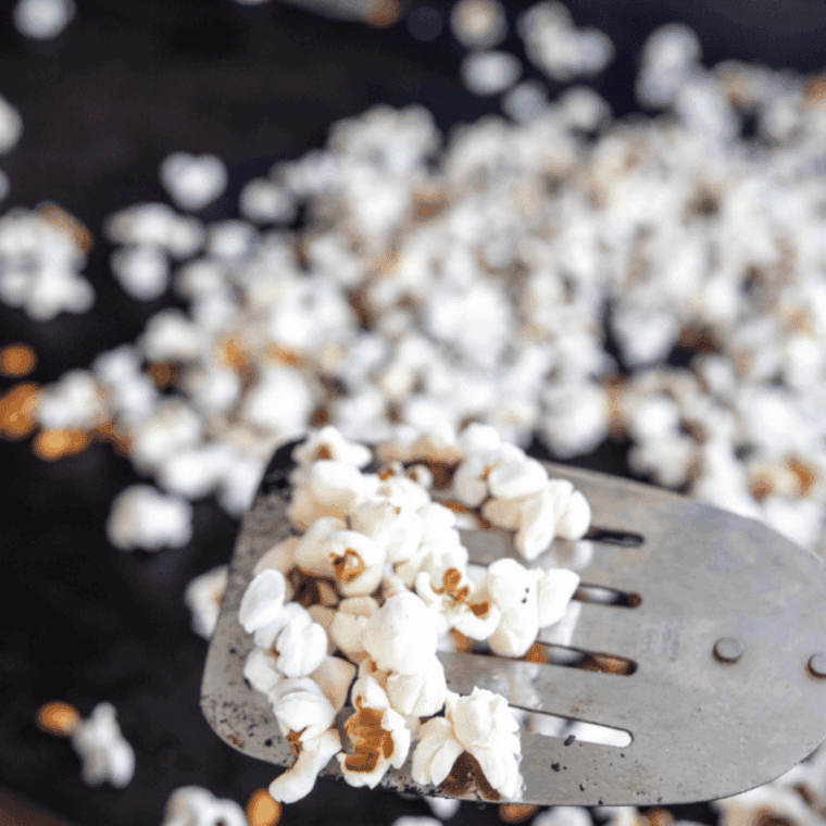 Popped popcorn on the Blackstone Griddle.