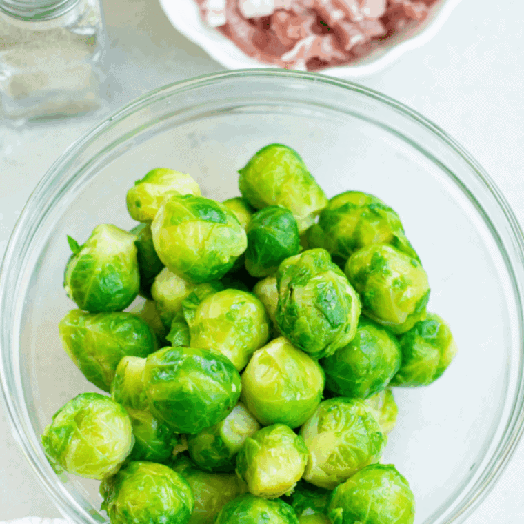 Ingredients needed for Copycat Bonefish Brussel Sprouts Recipe on kitchen table.