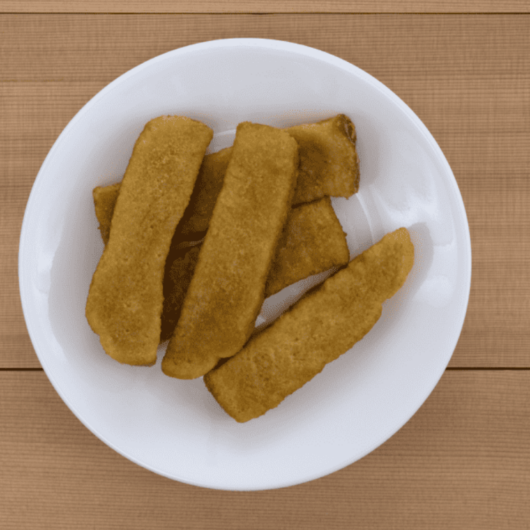 Ingredients needed for Easy Farm Rich French Toast Sticks Air Fryer on kitchen table.