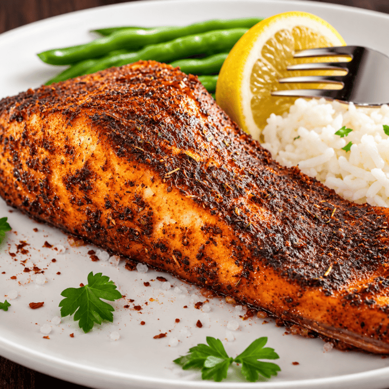 Cooked air fryer cedar plank salmon garnished with fresh dill and lemon slices on a charred cedar plank