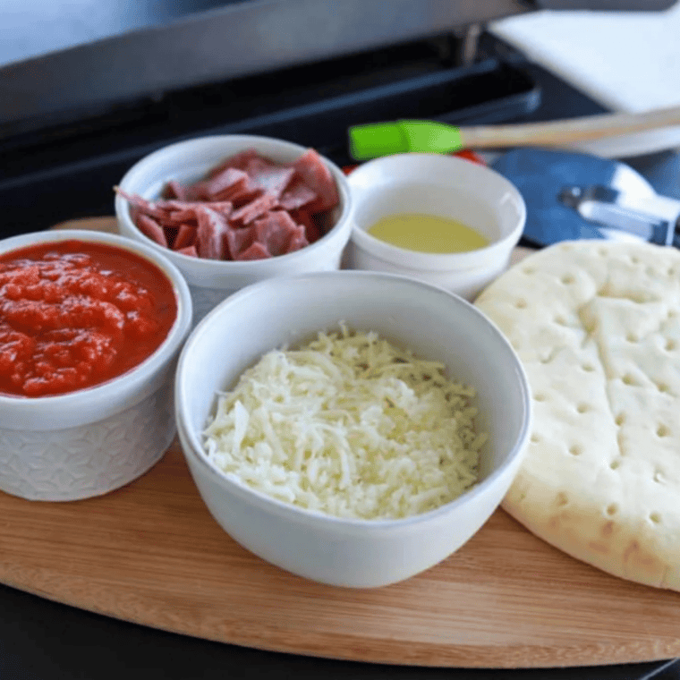 Flat-lay of measured ingredients. Alt text: "Ingredients for copycat McDonald's breakfast sauce: mayonnaise, Dijon mustard, lemon juice, steak sauce, and spices.