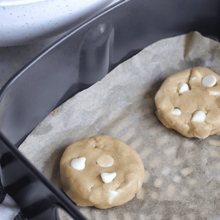 Place the cookie dough into the air fryer basket.