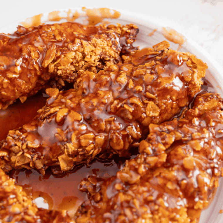 Close up of Copycat Dairy Queen Honey BBQ Chicken Strips Recipe.