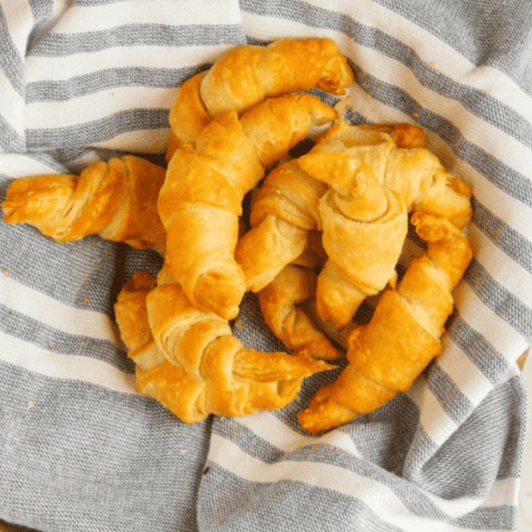 Fresh homemade croissants baked in the air fryer until golden, flaky, and buttery.