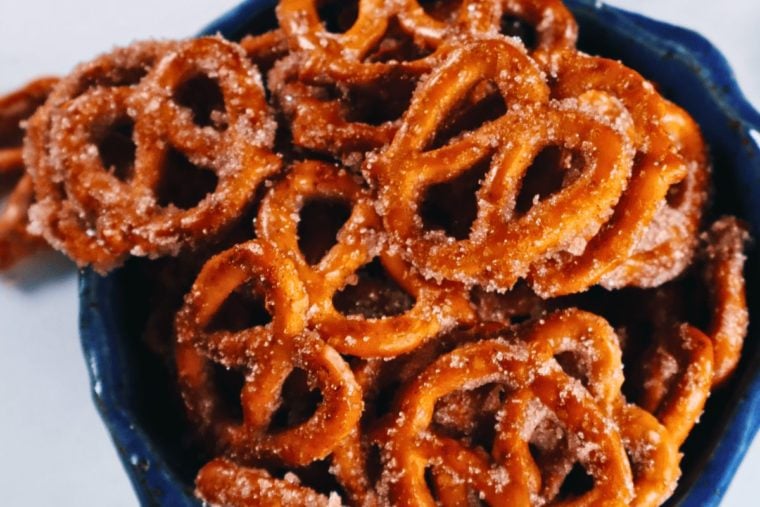 Air fryer cinnamon sugar pretzels.