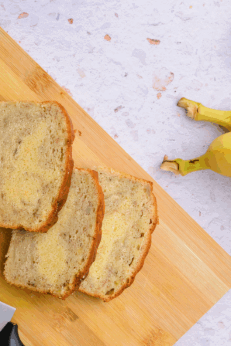 Golden, freshly baked banana bread cooked in a Ninja air fryer