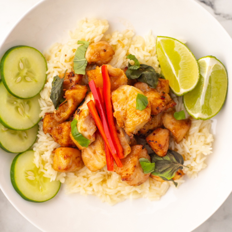 Air Fryer Thai Basil Chicken Bowls
