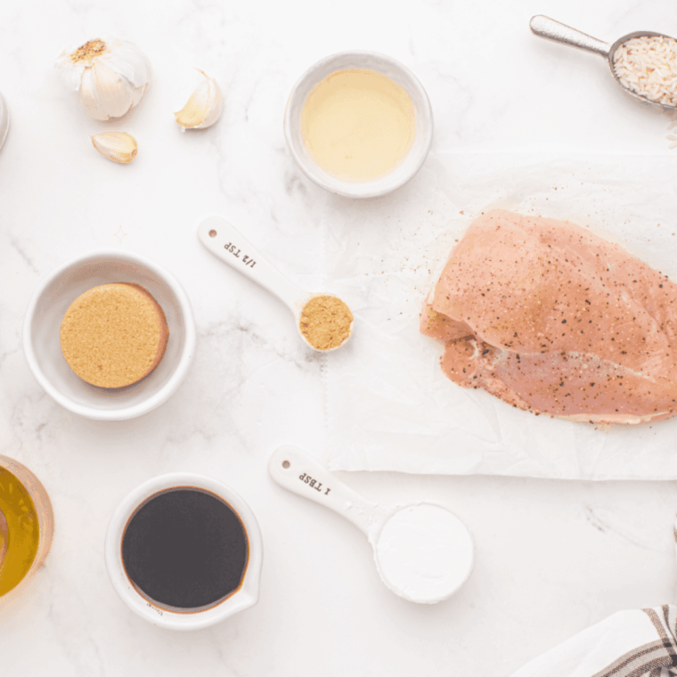 Easy Teriyaki Miso Sauce Recipe ingredients on kitchen table.