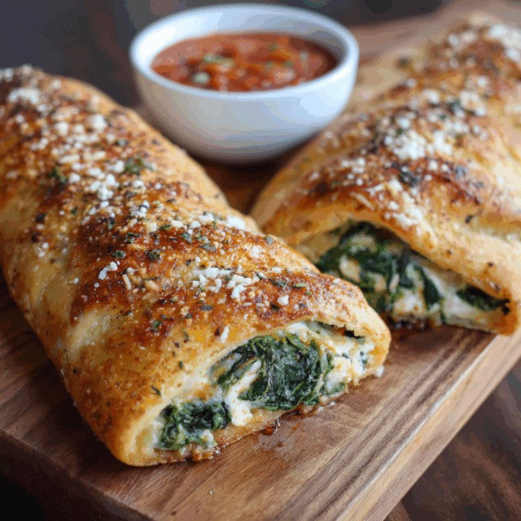 Air Fryer Spinach and Feta Stromboli