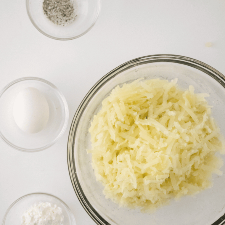 Mixing and shaping creates even coin-shaped hash brown rounds