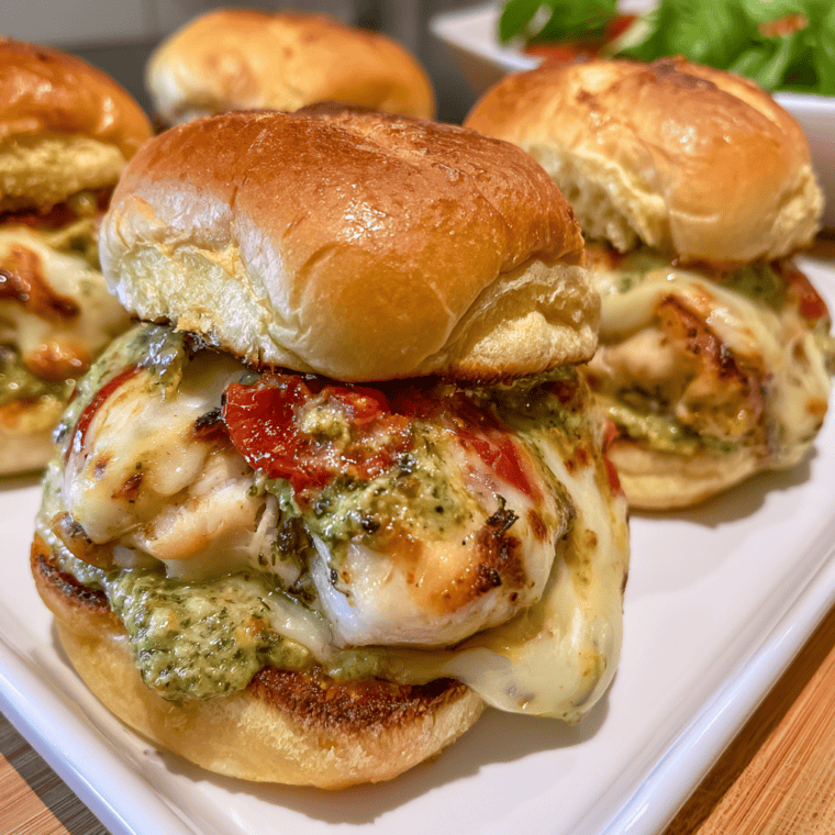 Air Fryer pesto chicken sliders