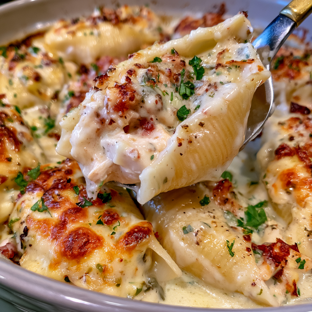 Chicken Alfredo Stuffed Shells