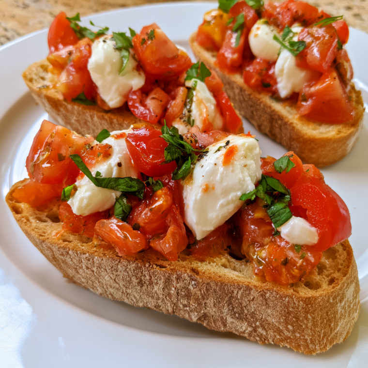Tomato and Buffalo Mozzarella Bruschetta