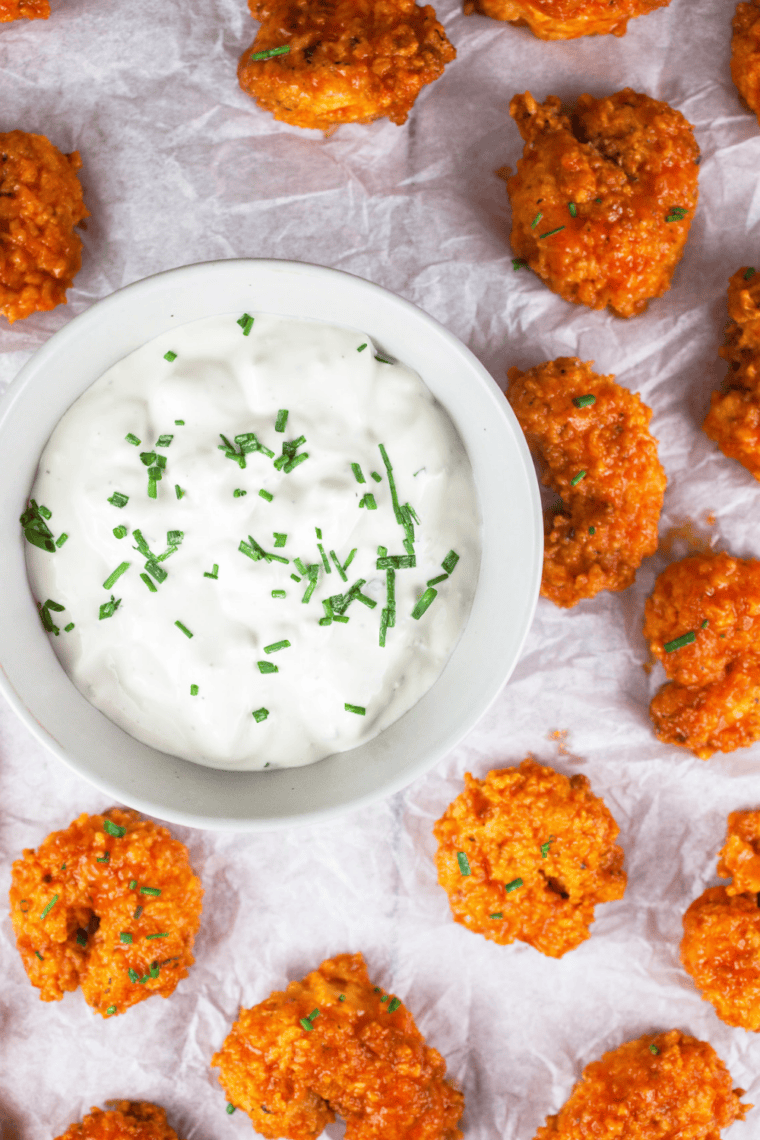 overed bowl of blue cheese dressing chilling in the refrigerator