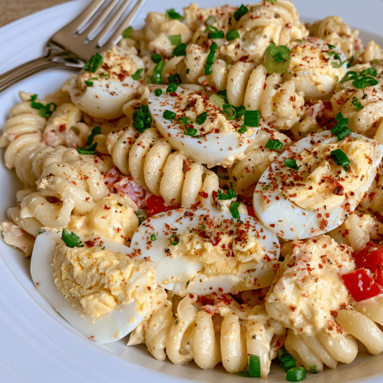 Air Fryer Deviled Egg Pasta Salad