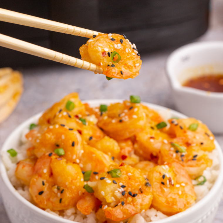  Honey orange firecracker shrimp marinade glazing spicy shrimp with orange zest and sliced green onions