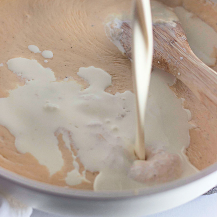 Whole milk and evaporated milk whisked into roux to start Culver’s copycat cheese sauce