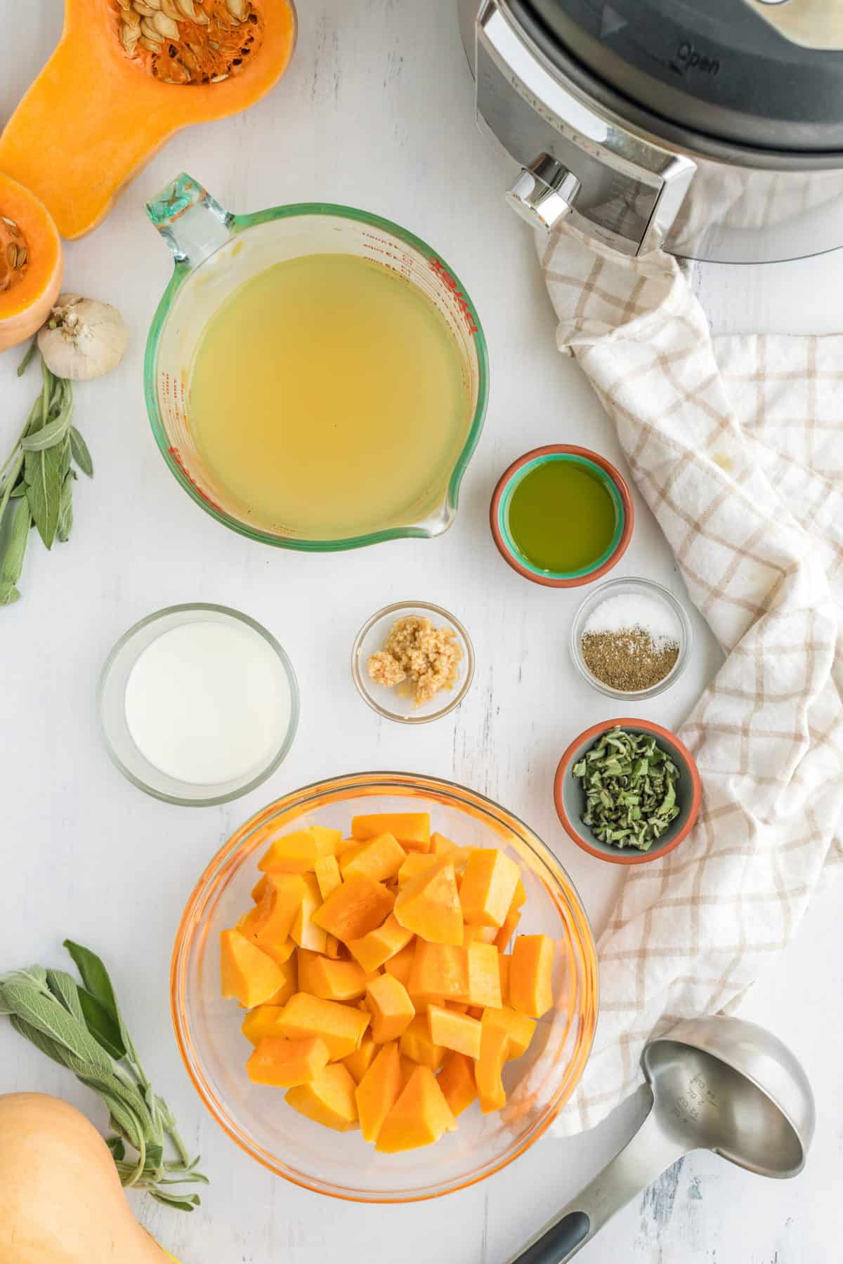 Ingredients Needed For Instant Pot Cream of Butternut Squash Soup