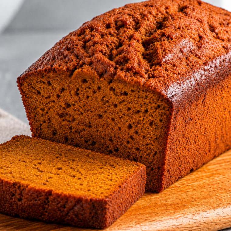 Toothpick inserted into the center of a baked pumpkin loaf to test for doneness