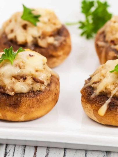 Air Fryer Stuffed Mushrooms with Spinach Stuffing - Fork To Spoon