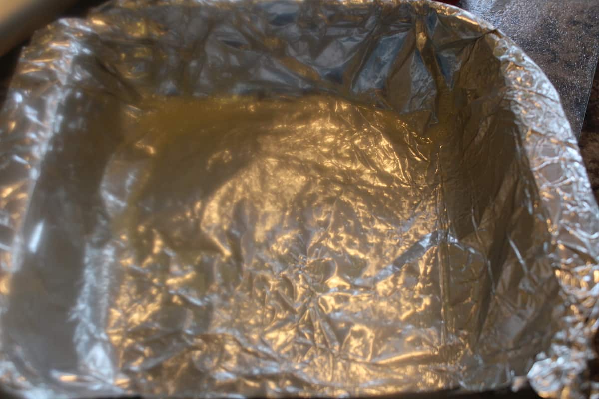 Foil lined baking pan. 