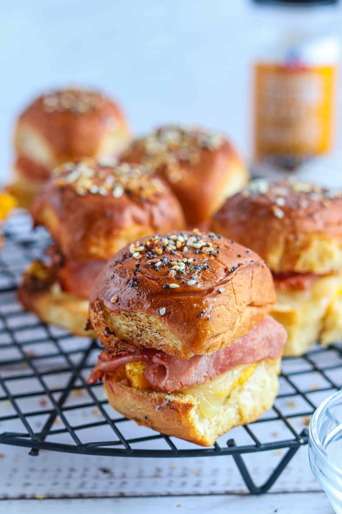 Air Fryer Ham and Cheese Sliders  Plate of sandwiches