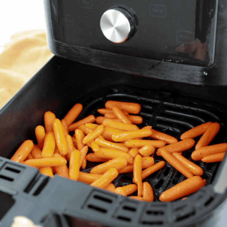 air fryer carrots with honey in the air fryer basket