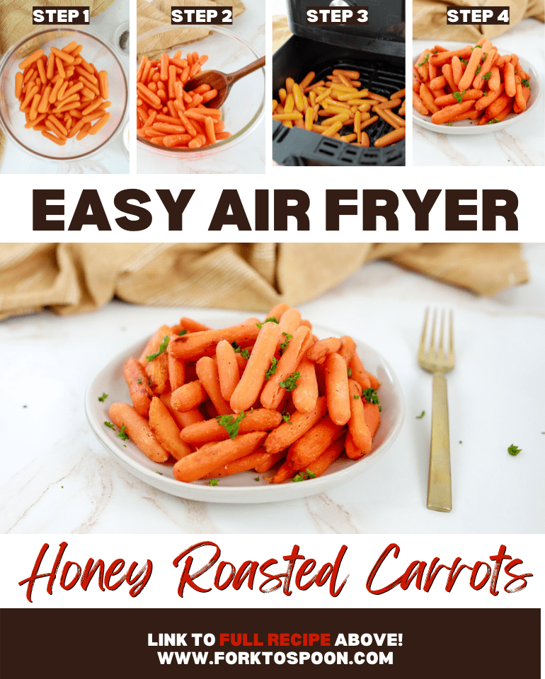 Air Fryer Honey Roasted Carrots with recipe title in text overlay