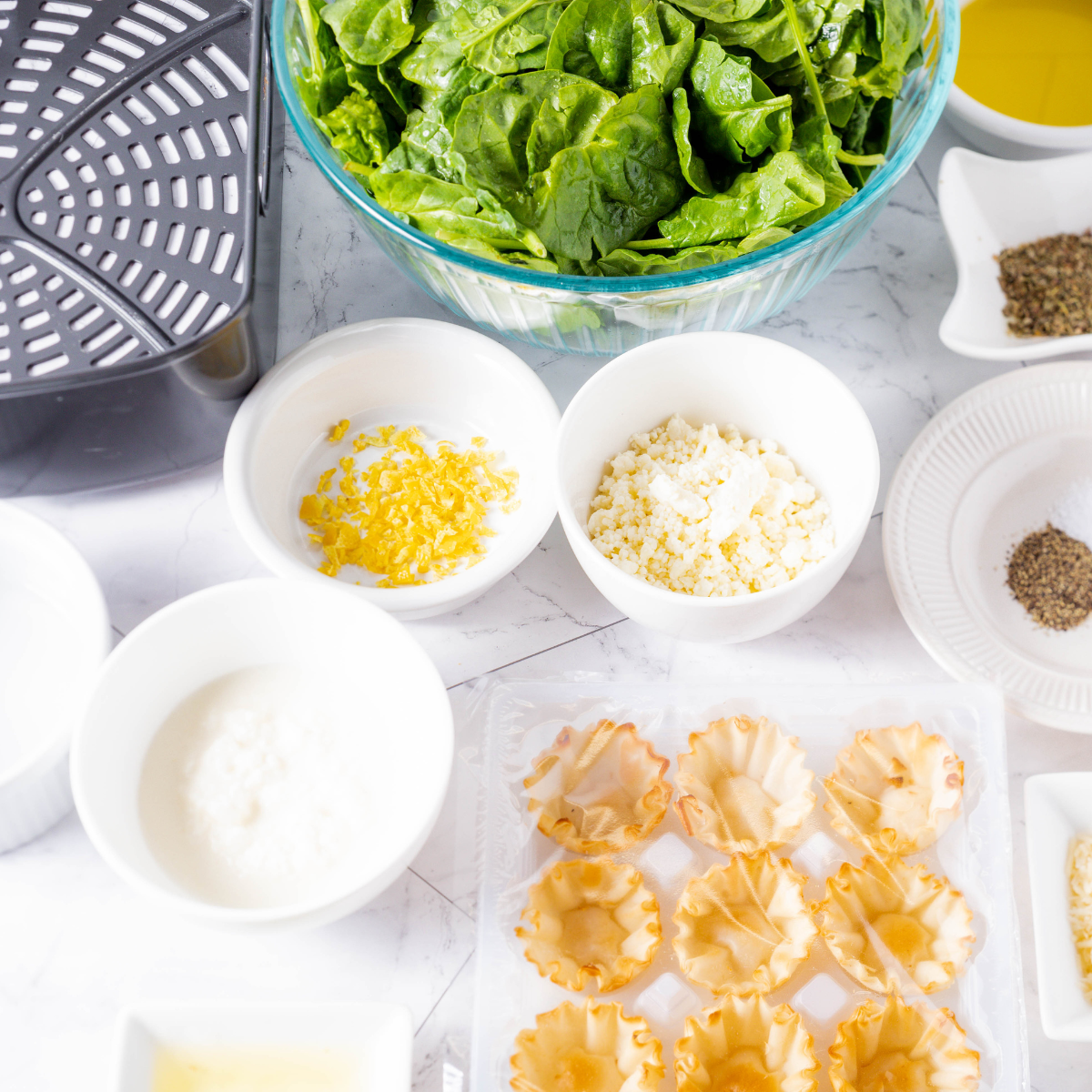 Ingredients Needed For Air Fryer Spanakopita Phyllo Cups
